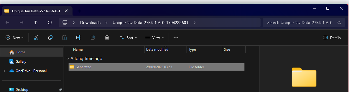 Contents of Unique tav folder